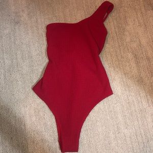 LA Hearts red one strap swimsuit